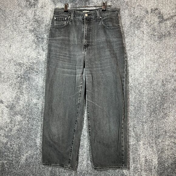 Levi's Denim - Levi's Balloon Leg Jeans Womens 30x26 Black Denim Trendy Wide Leg Baggy Whiskers
